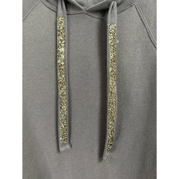 Torrid Charcoal Grey Hoodie Crystal Embellished Adjustable Strings Sz 00 (US 10) - Picture 3 of 7